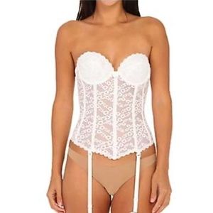 Va Bien Lace Low Back Bustier with Garters 7474 Size 34D